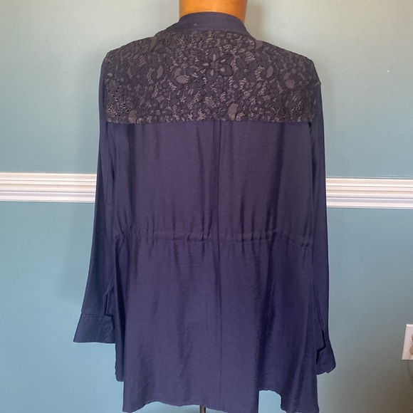 LOGO Lori Goldstein Jacket Size 30W Purple Lace Coat Rayon Lightweight Cardigan - Picture 6 of 7